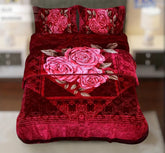 4pcs Embossed Bed Cover Set Double Bed-Maroon-1110